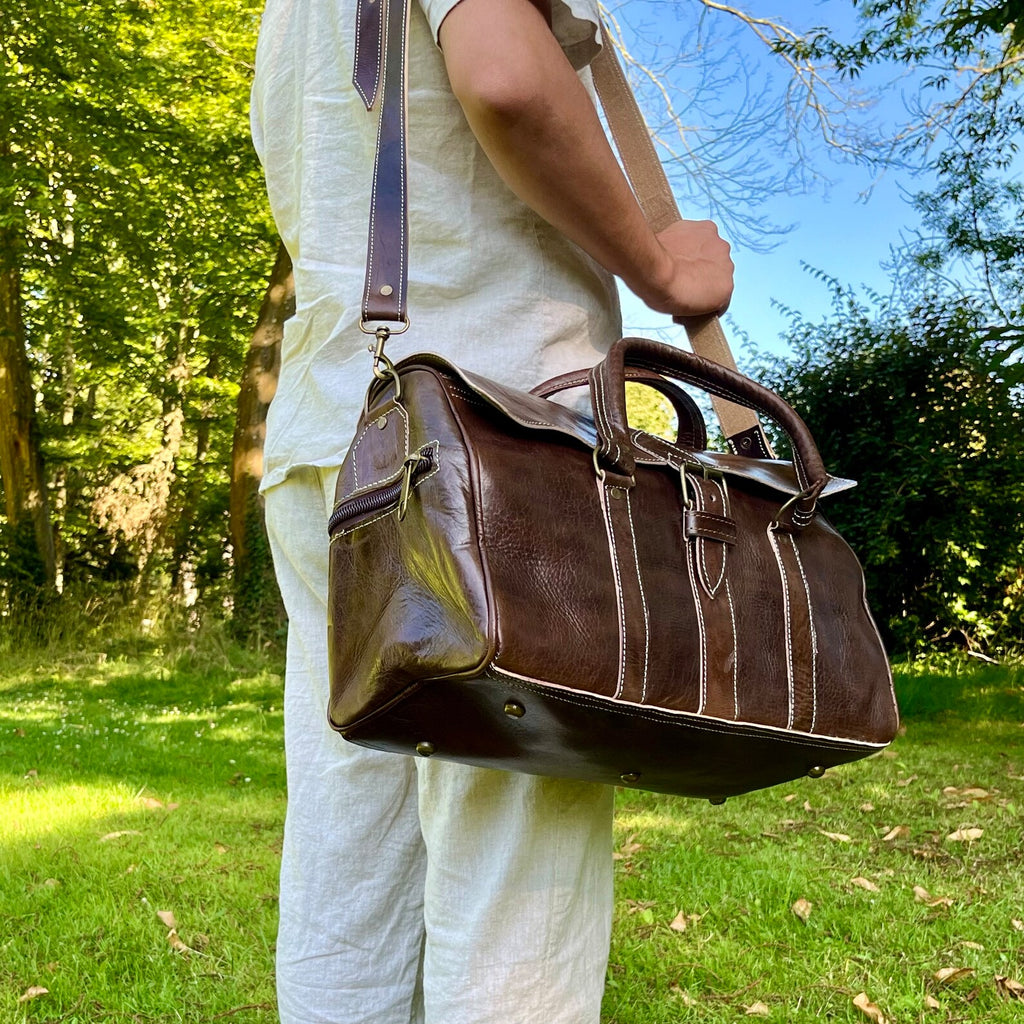 Sac Polochon en cuir de voyage