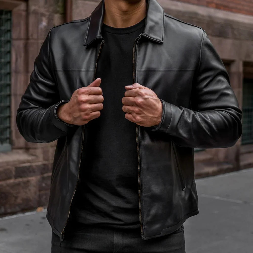 Heritage : Veste Hommes - Cuir chocolat (NOIR)