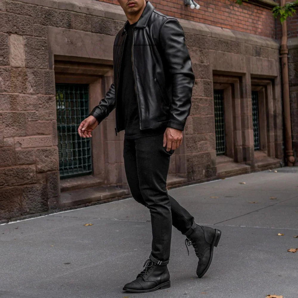Heritage : Veste Hommes - Cuir chocolat (NOIR)