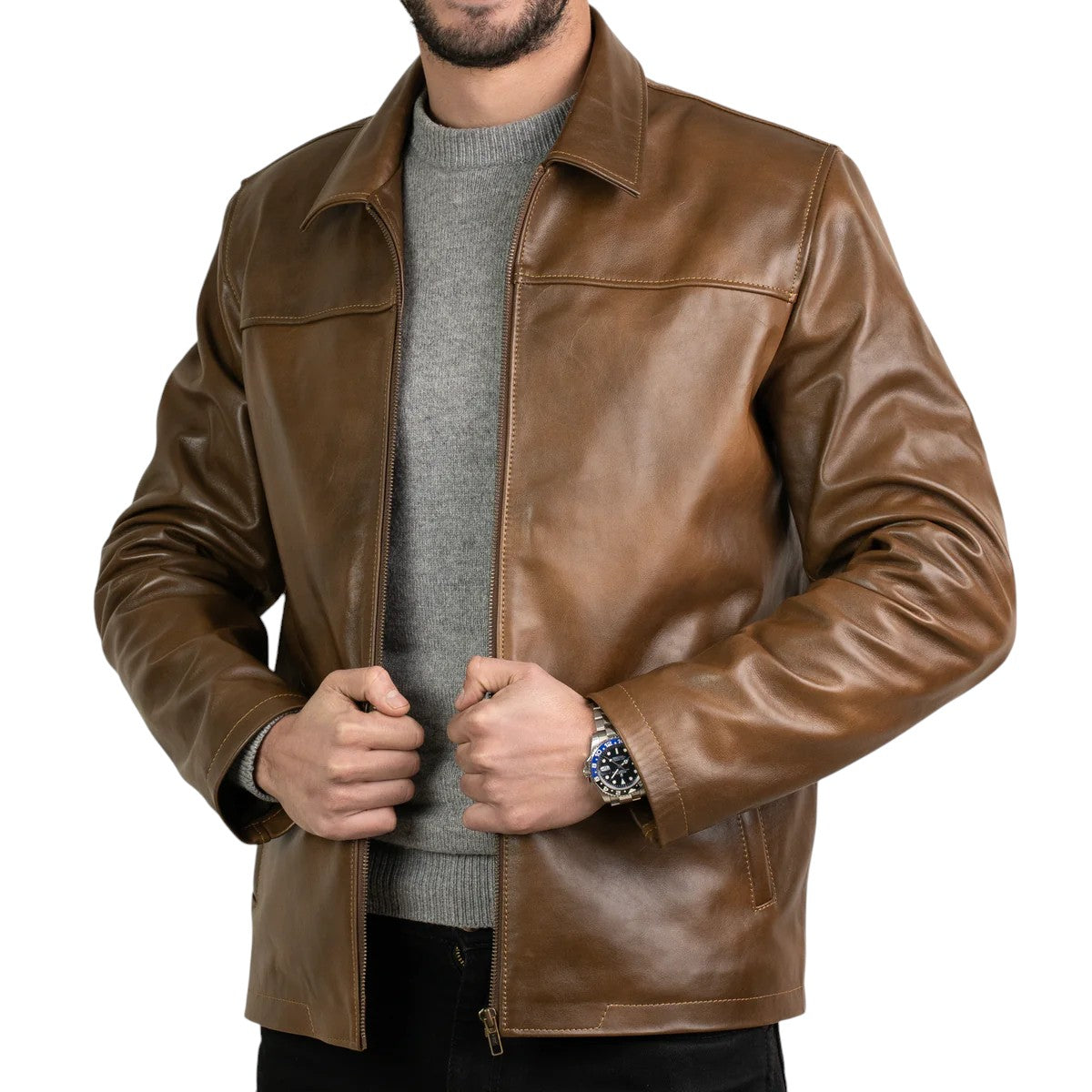 Heritage : Veste Hommes - Cuir chocolat
