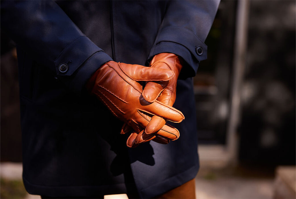 Gants homme en cuir d'agneau marron