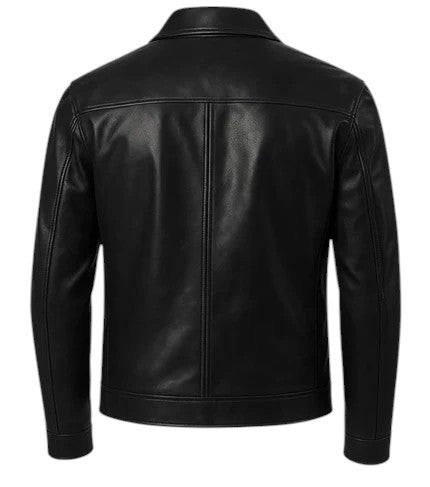 Veste cuir col chemise