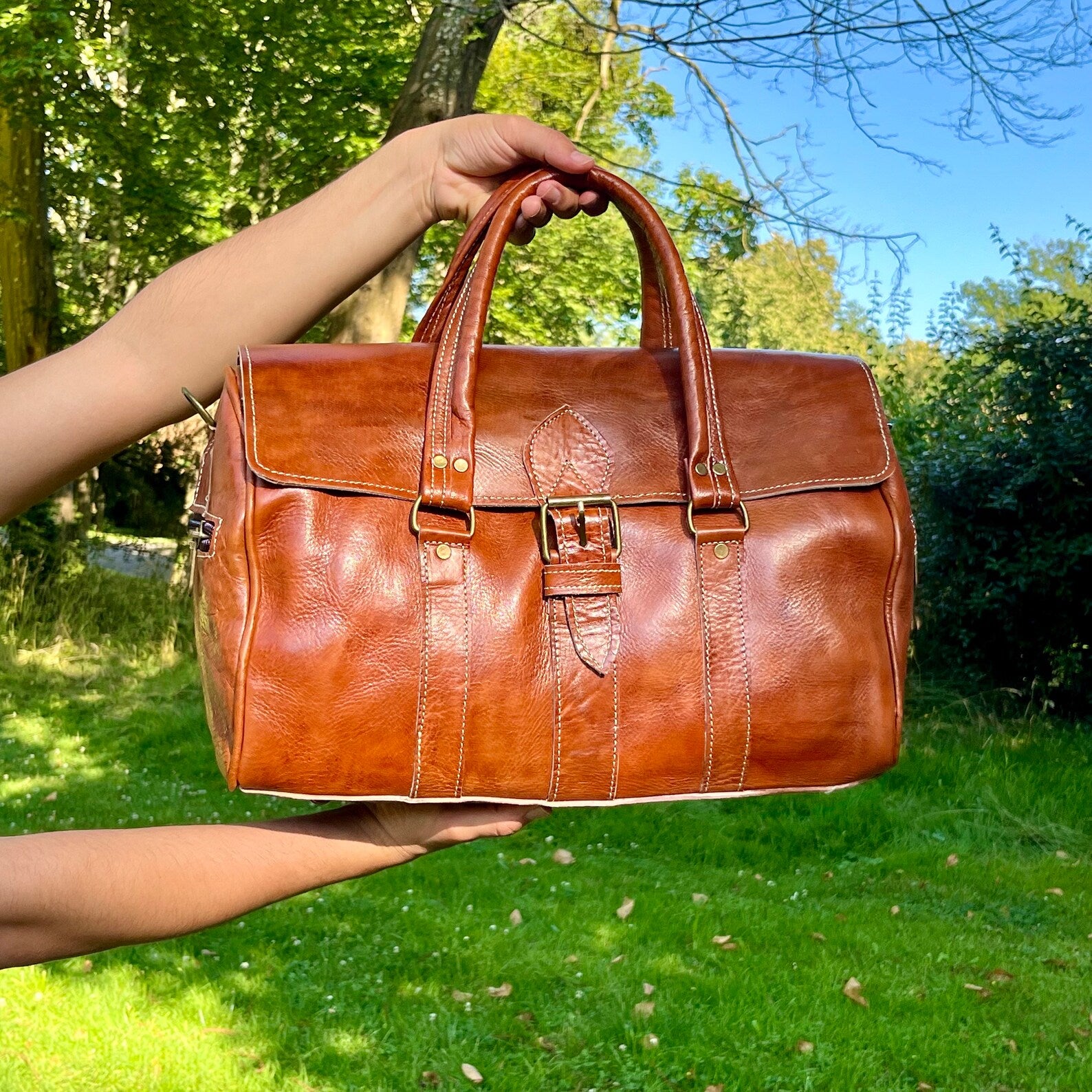 Sac Polochon en cuir de voyage